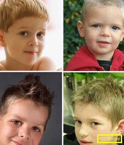 Бебешка коса на къси коси за момчета. разнообразие от снимки