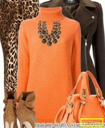 С какво да носите оранжева блуза, снимка