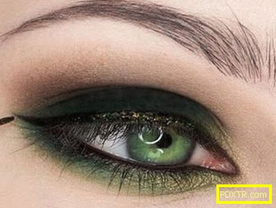 Грим за зелени очи: спирала, сенки, стрелки, снимка