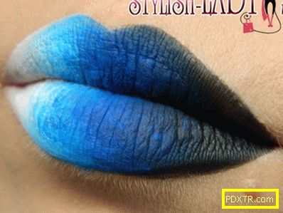 Как да направите градиент грим на устните в сини тонове