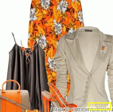 С какво да носи оранжева пола, снимка