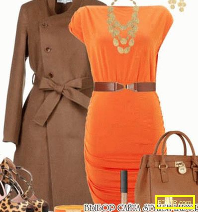 С какво да носите оранжева рокля, снимка