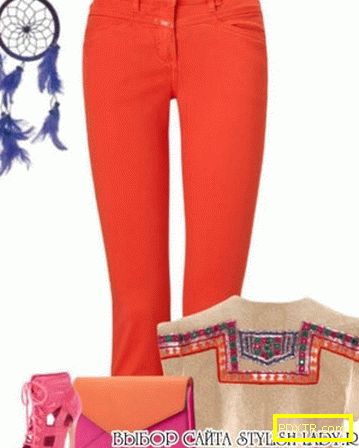 С какво да носите оранжеви дънки, снимка
