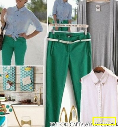 С какво да носите зелени панталони и панталони, снимка